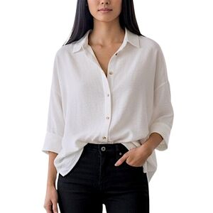 J Jill Cream, Jersey, Button Up Shirt. Nwot Size Large